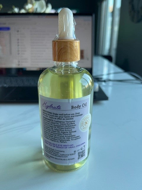 Rhea Modern Vitamin E & Hyaluronic Body Oil Lavender Vanilla 8 oz All Skin Types