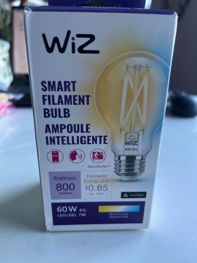 Wiz 60W Tunable Smart Filament LED Light Bulb Connects to Your Wi-Fi 800 Lum.NEW