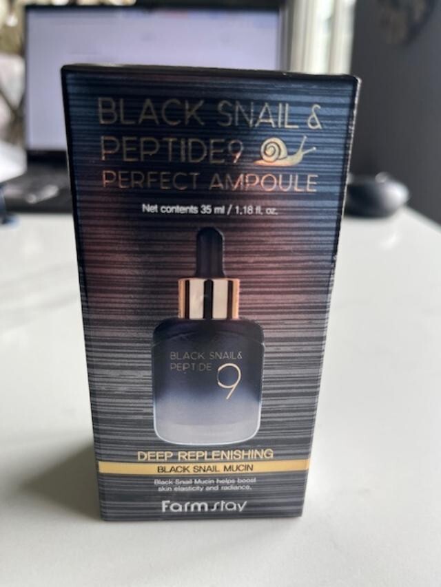 FarmStay KOREAN Black Snail & Peptide9 PERFECT AMPOULE Deep Replenishing Mucin