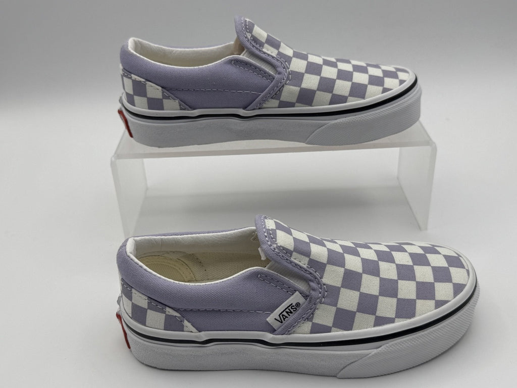 Vans Classic Slip-On Checkerboard Purple White Kids Unisex Size 11.5, NWOT