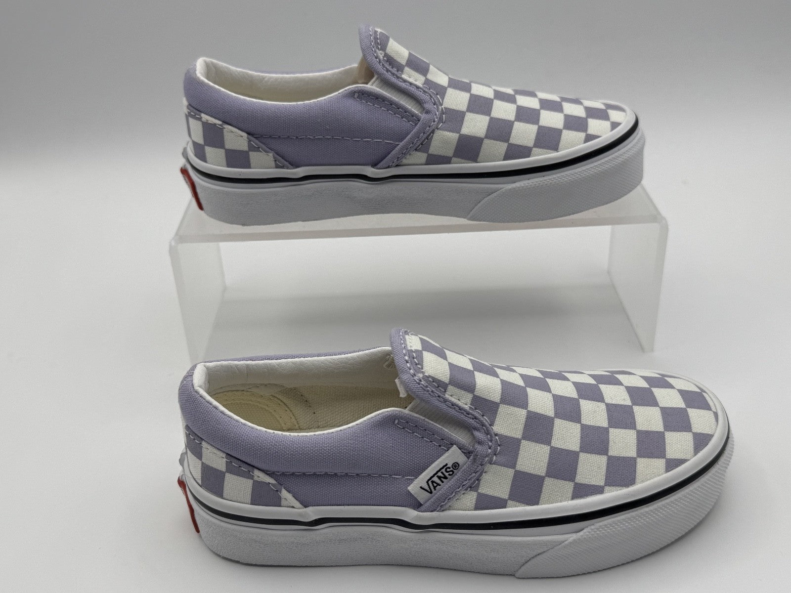 Vans Classic Slip-On Checkerboard Purple White Kids Unisex Size 11.5, NWOT