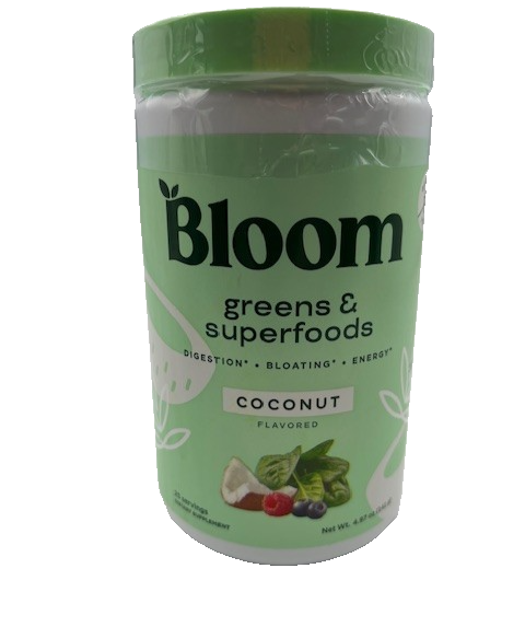 Bloom Greens and Superfoods Vitamin Powder Coconut Flavor 4.97oz, 25 Ser.,2/2026
