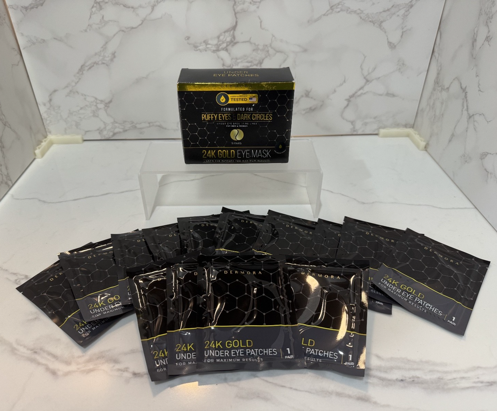 24K Gold Eye Mask Under Eye Patches for Puffy Eyes & Dark Circles, 15 Pairs, NIB