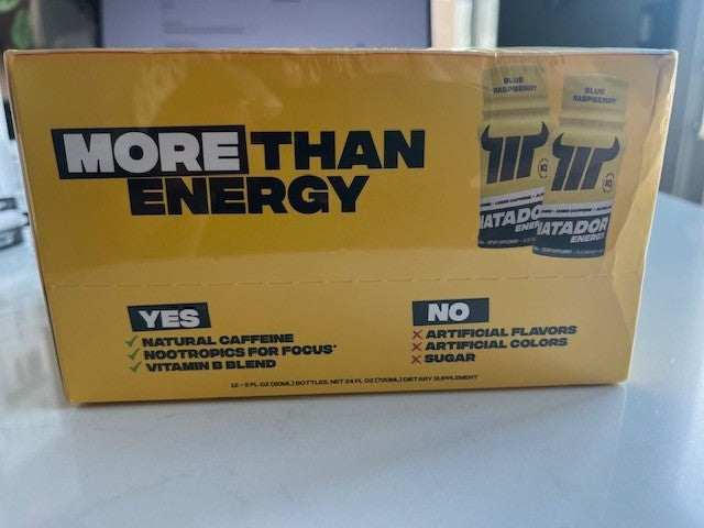Energy Shots MATADOR Energy, More Than Energy Blue RASPBERRY, 12 pk. SEALED NIB