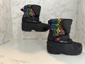 Athletech Black Cheetah Multi Colors Girls Winter Snow Boots Faux Fur Size 10