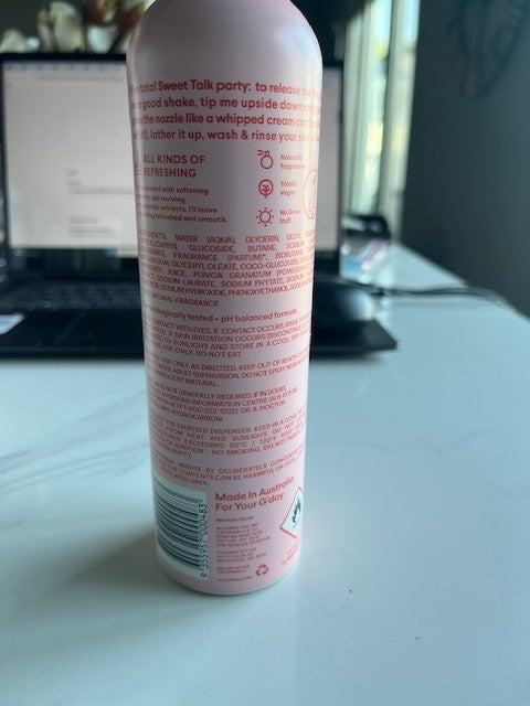 Allkinds Australia SWEET TALK  Body Whipped Shower Foam 8.8 oz, Cream, NO CAP