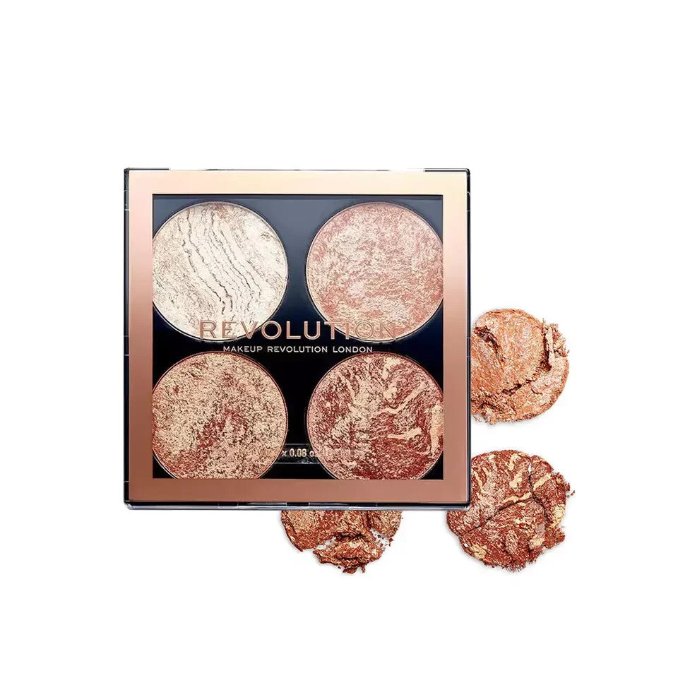 Makeup Revolution London Highlighter Cheek Kit Palette Don't Hold Back W/Brush