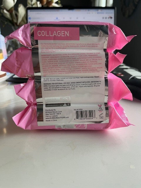 4 Pk Global Beauty CARE COLLAGEN CLEANSING CLOTHS 30/Pk=120 ALL Skin NEW SEALED