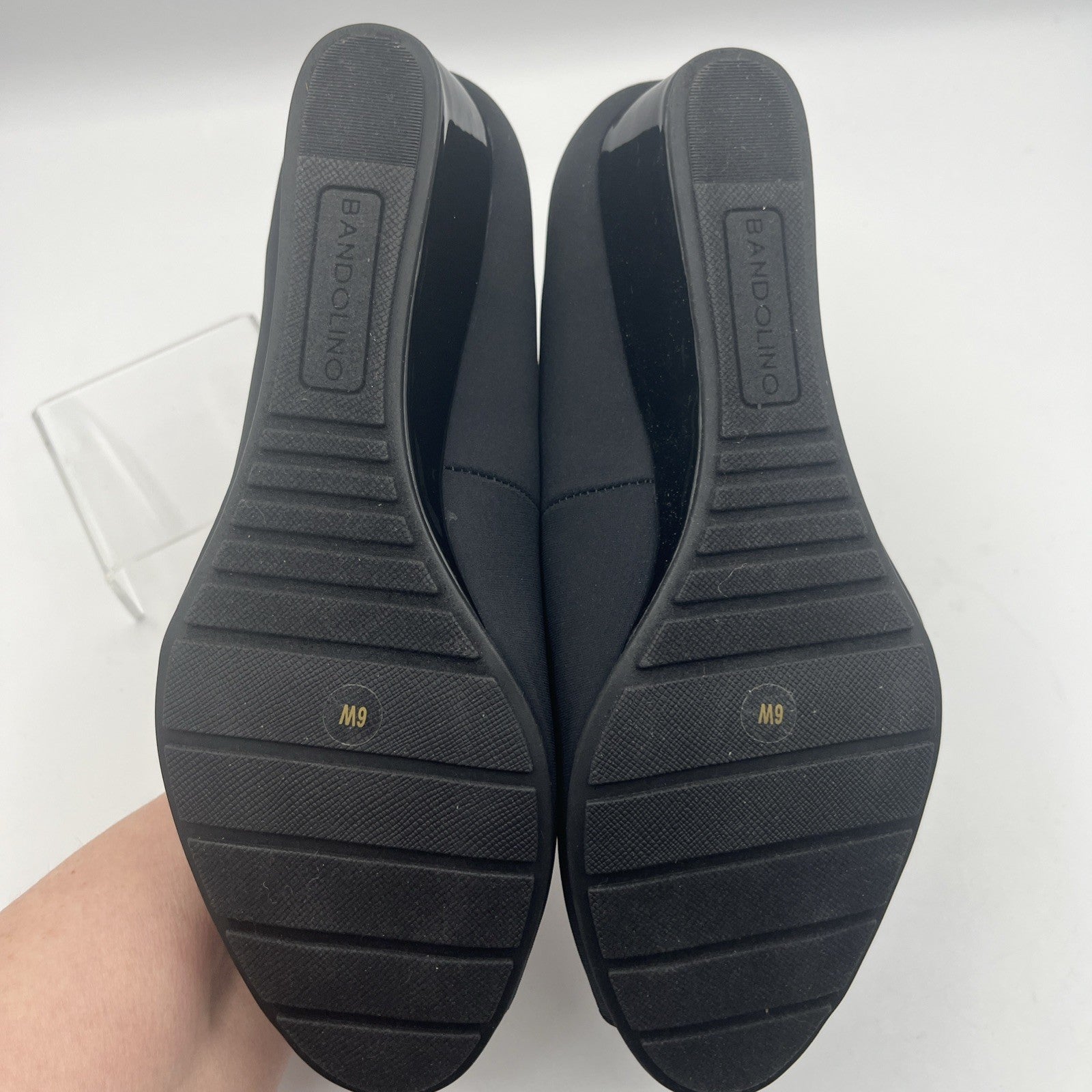 Bandolino Peep-Toe Dress Low Wedge Pumps Candra Black, Slip-on, Sz.6W, NIB