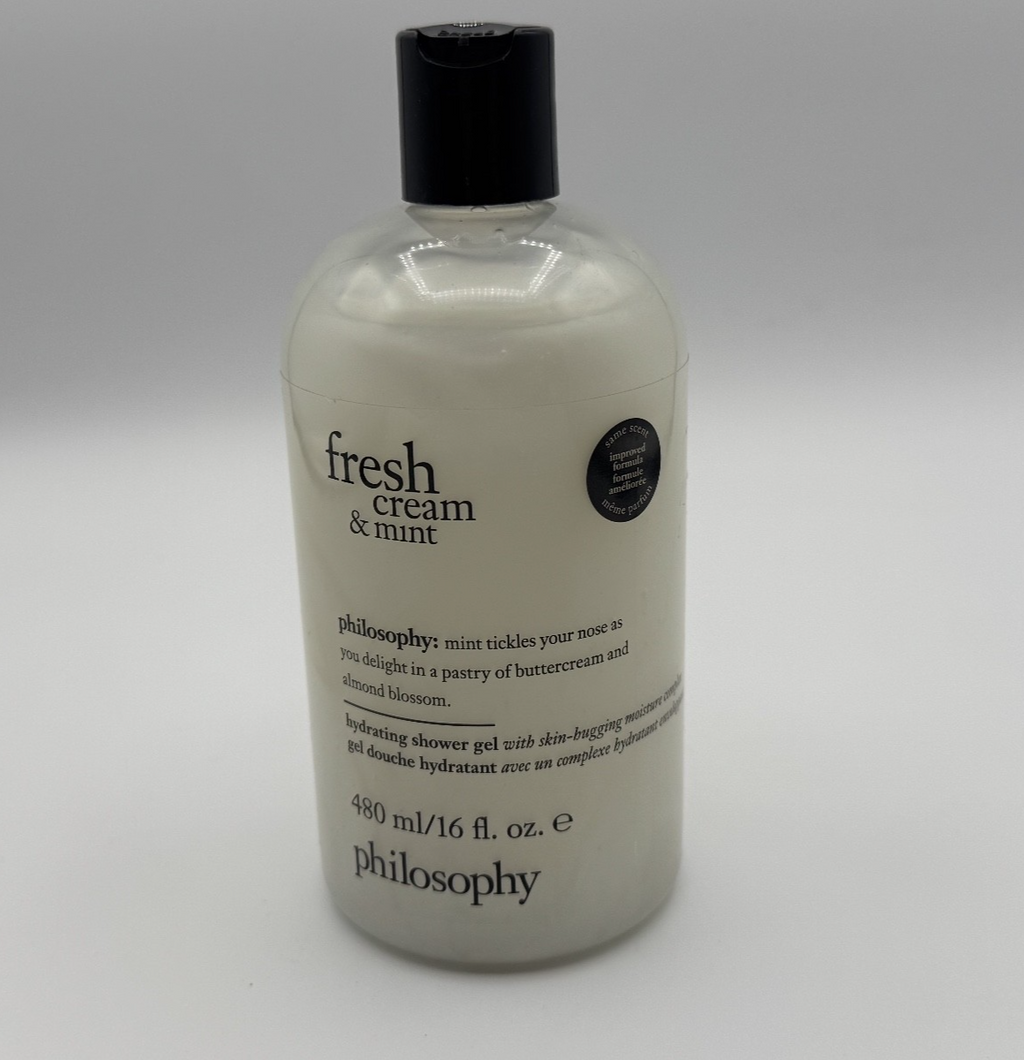 Philosophy Fresh Cream + Mint Hydrating Shower Gel 16 oz, Body Bubble Bath New
