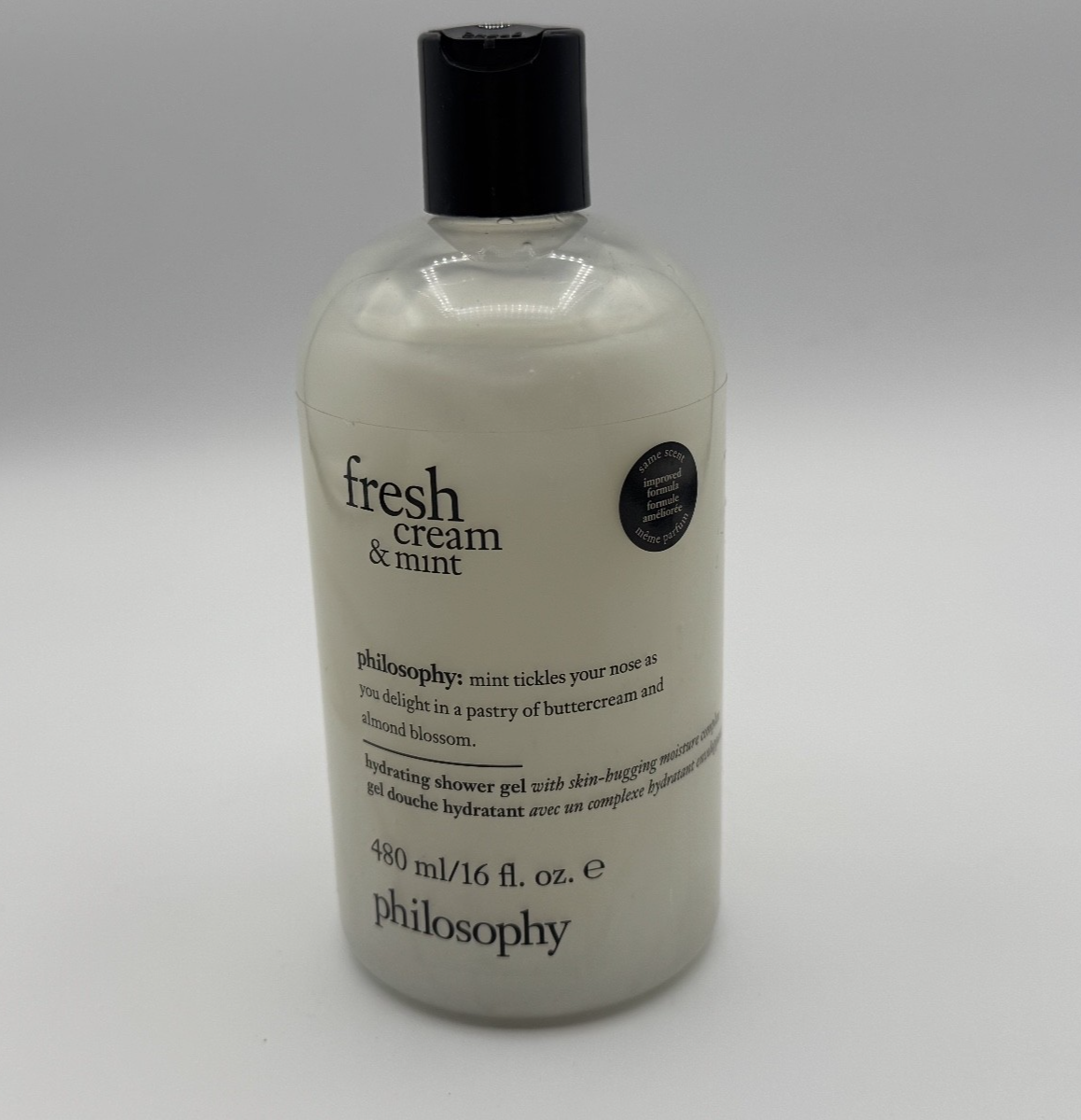 Philosophy Fresh Cream + Mint Hydrating Shower Gel 16 oz, Body Bubble Bath New