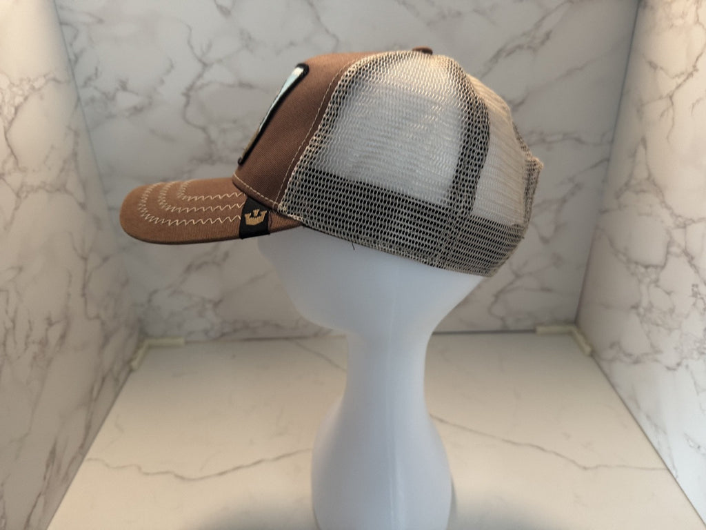 Goorin Bros Beaver One Size Brown Patch Snapback Trucker Hat Pre-Owned, Excellen