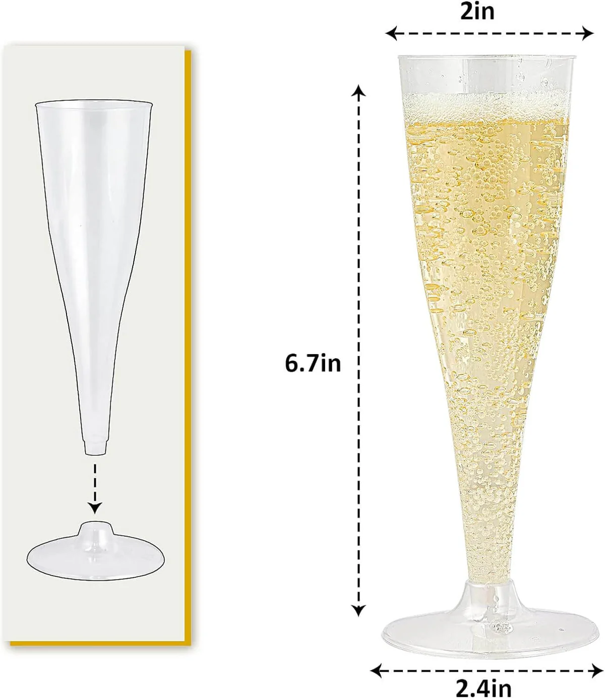 Jolly Chef 4.5oz Champagne Flutes 50-Count 2-Piece, Celebrations, New Year, New