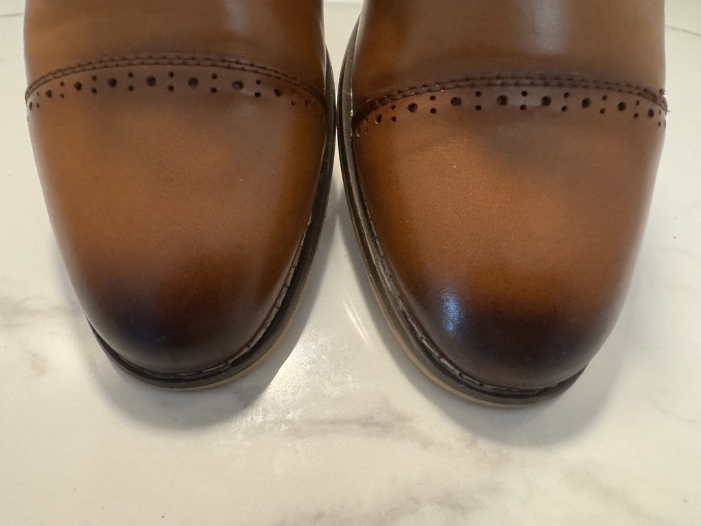 Stacy Adams Boys Brown Leather Cap Toe Oxford Dickinson Dress Shoes Size 3M, Pre