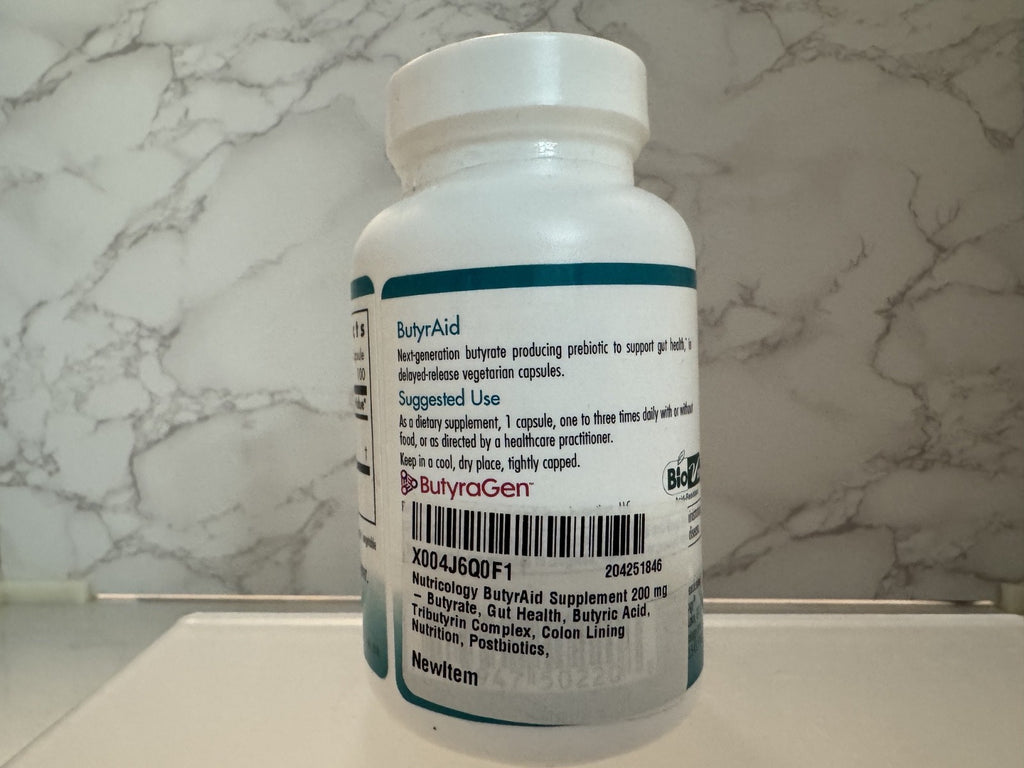 Nutricology ButyrAid 100 Delayed Release Vegetarian Capsules, New Exp 08/26