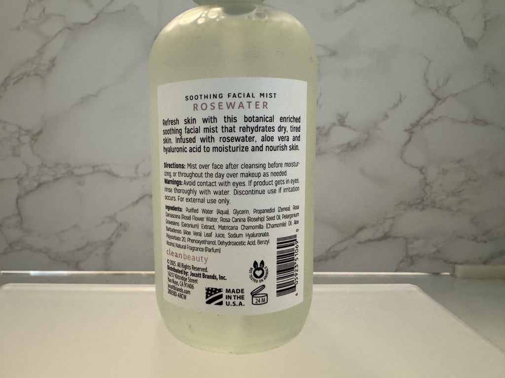 Clean Beauty Rosewater Aloe & Hyaluronic Acid Deep Soothing Facial Mist 8oz
