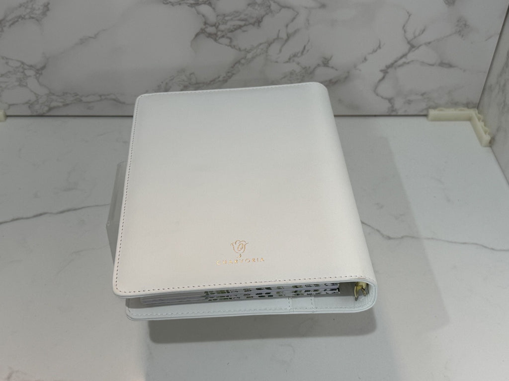 Wedding Planner Book and Organizer for The Bride White Faux Leather, Gold Foil