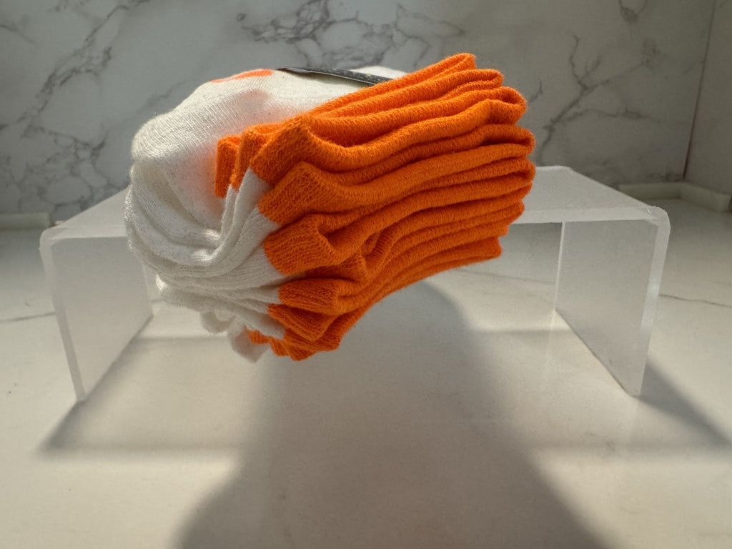 Polo Ralph Lauren Classic Sport Men's Low Cut Socks Orange & White 6, Sz 6-12
