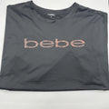 bebe Sport Women Size 1X Shirt Black with Leopard Design Logo, Light Pre-owned