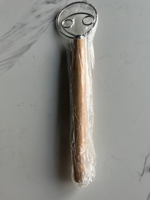 Original Danish Dough Whisk Dutch Style 13" Stainless Steel Lg. Wooden Hand NEW