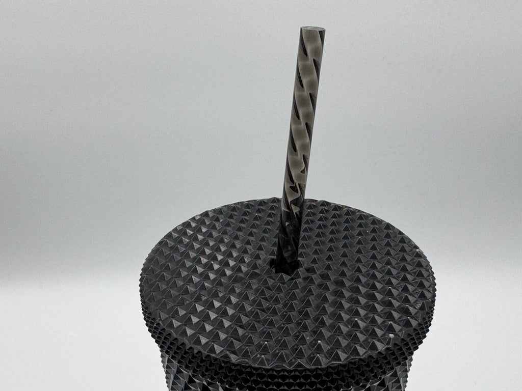 Diamond Studded 24 Ounce Drink Tumbler Black w/ New Straw Double Wall, pre-owned