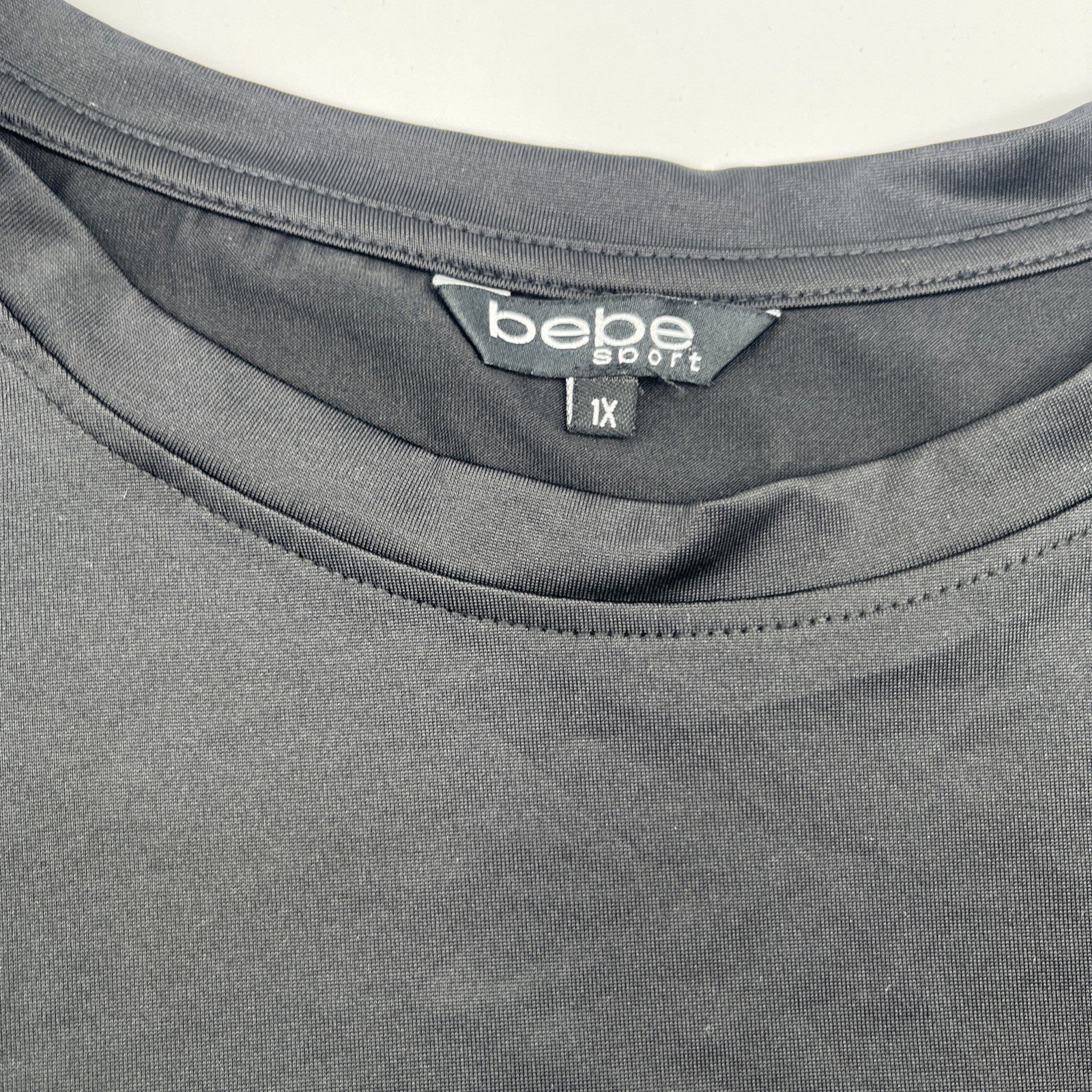 bebe Sport Women Size 1X Shirt Black with Leopard Design Logo, Light Pre-owned