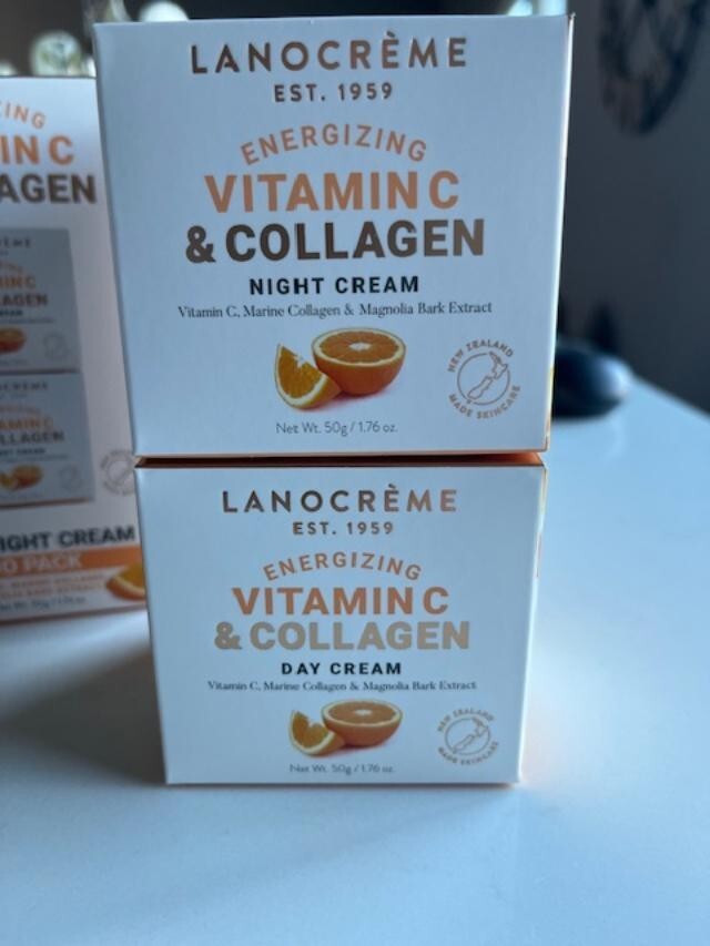 Lanocreme Energizing Vitamin C & Collagen Day & Night Cream Set 1.76oz EXP 2027