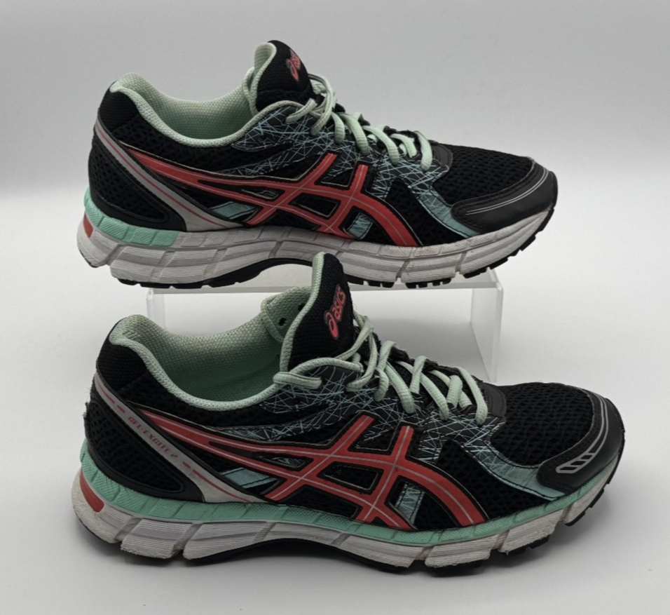 ASICS Gel Excite 2 Women's Running Shoes Black Aqua Coral Size 9.5, Pre-owned