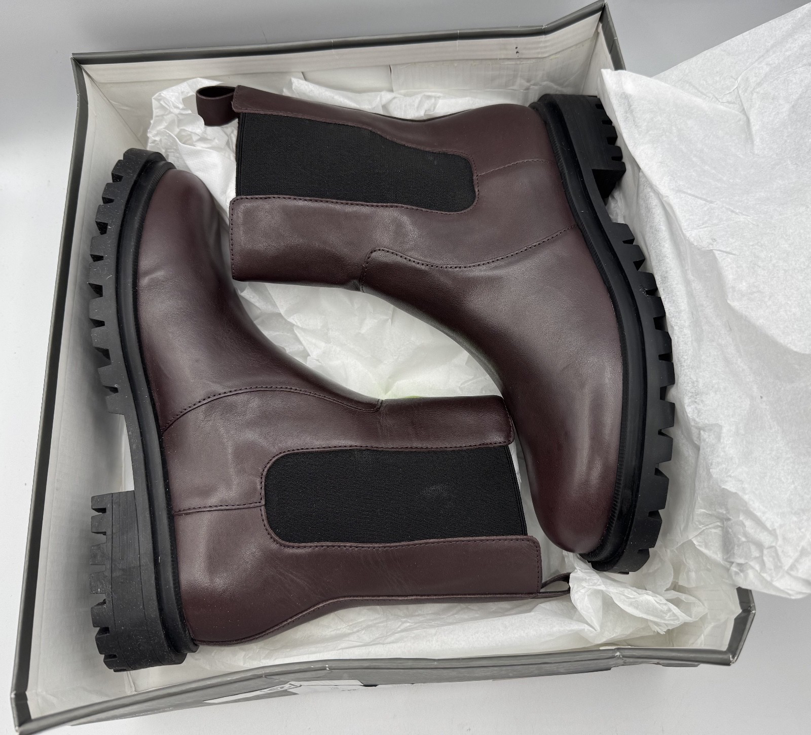 Arezzo Bota Salto Baixo Couros Atanado Soft Grape Brown Leather NIB Size 7.5 003