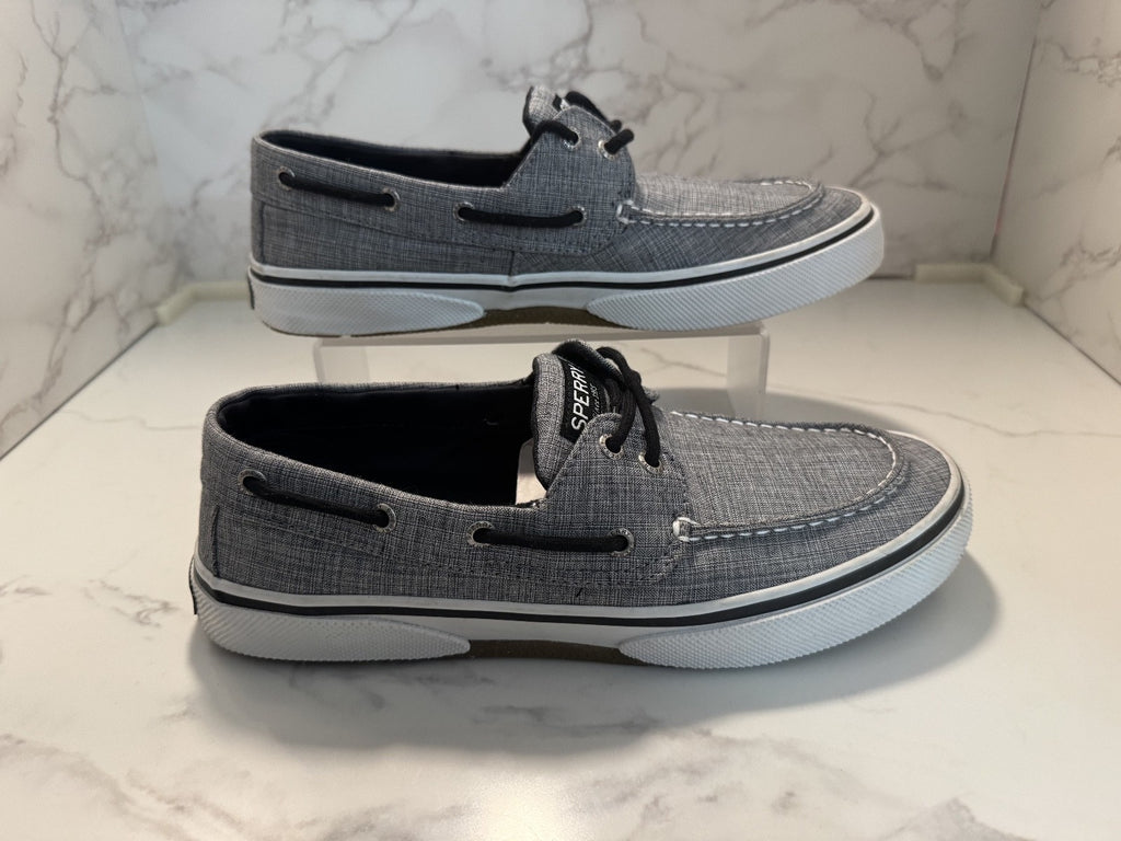 Sperry Top Sider M 9.5 M HALYARD 2-EYE Chambray Black Memory Foam Boat Shoes