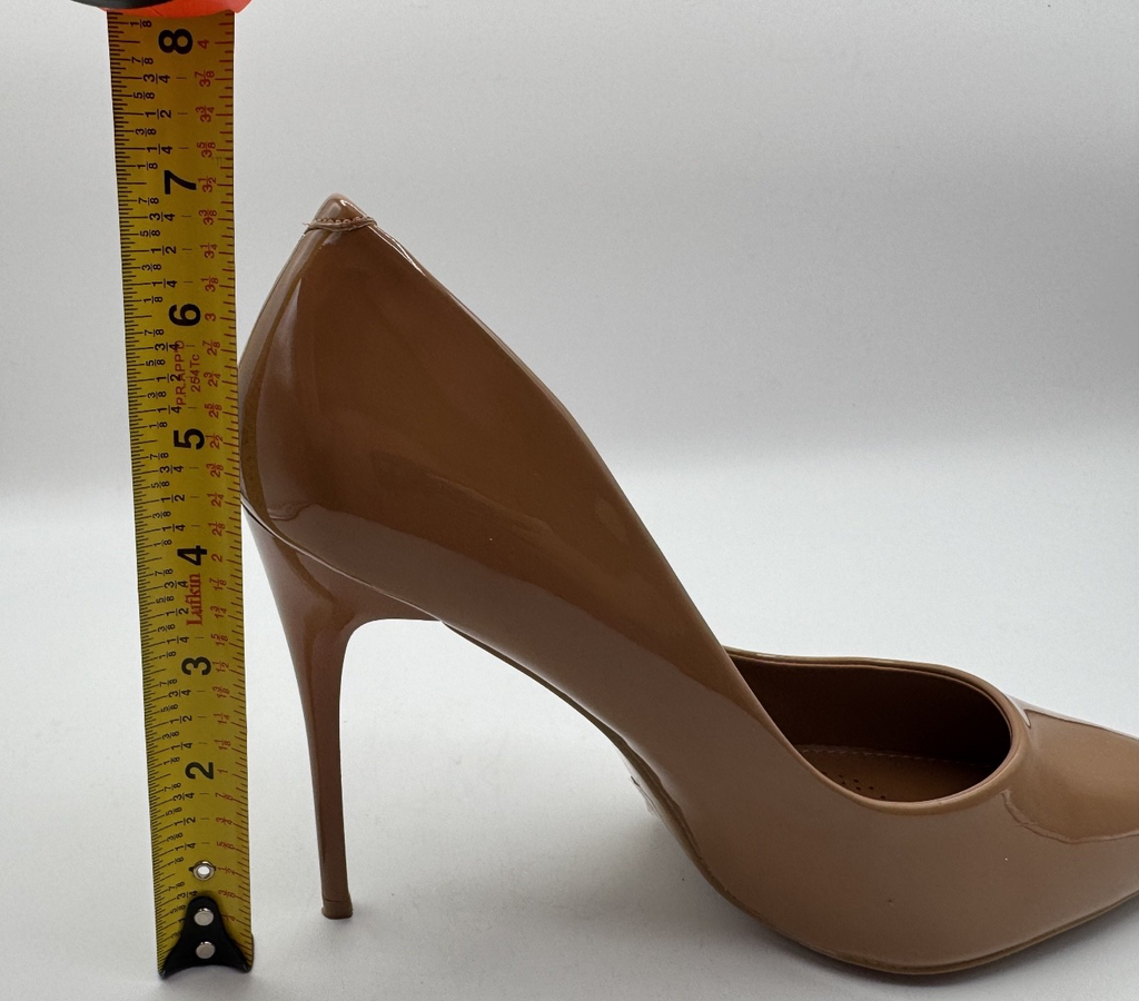 Azalea Wang Dark Nude Women Stiletto Size 10 Brown Glossy Pumps, 4 in Heels, NEW