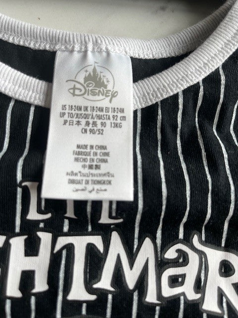 Disney Store Jack Skellington Nightmare Before Christmas Baby Bodysuit 18-24 mo.