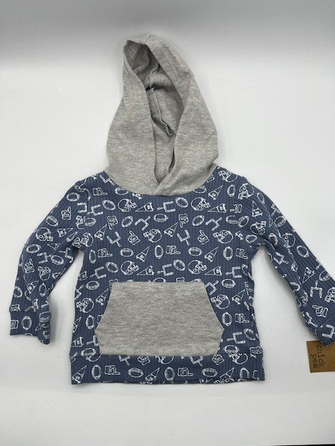 Chick Pea/ Easy Peasy 18M Baby Boy 2 pc. Outfit Hoodie Short Set, Football Print