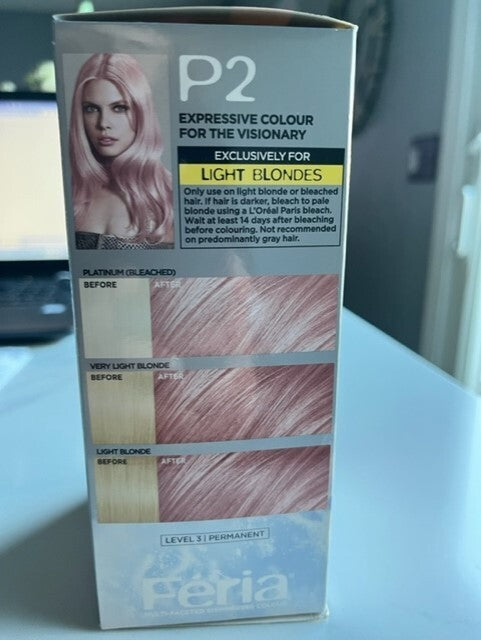 L'Oréal Paris Feria Pastels Hair Color, P2 Rosy Blush Smokey Pink Hair Dye NIB