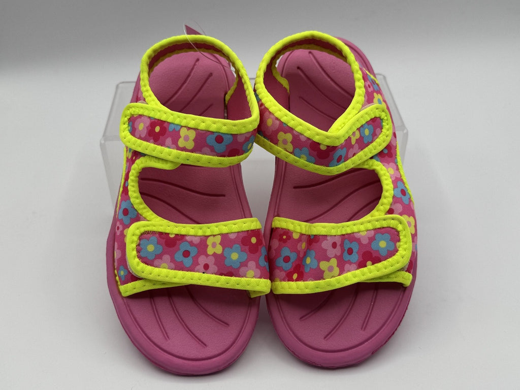 Zoogs Girls Sandals Pink, Yellow, Blue Flowers, W/Strap Closure Sz 13, SOFT, NEW