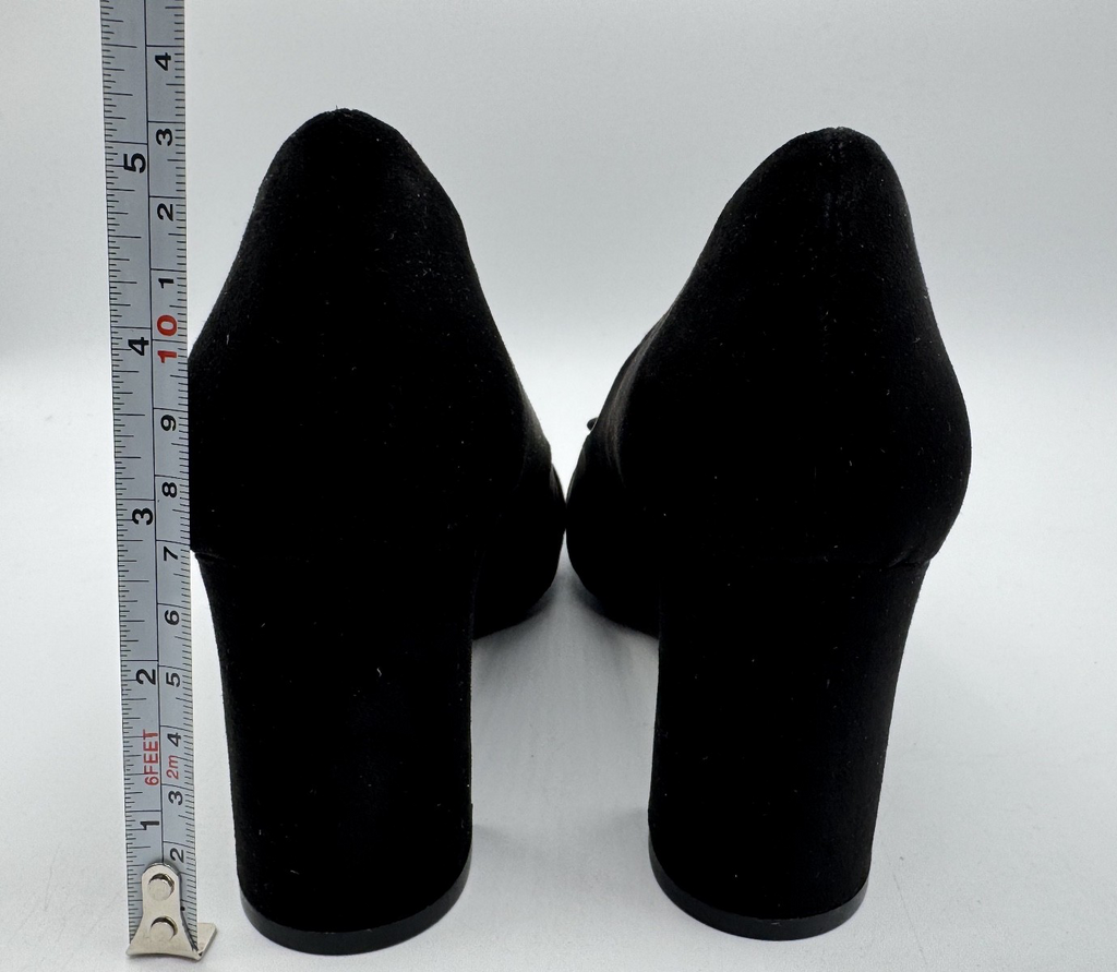 Anne Klein Women's Bentley Buckle Block Heel Pumps Black Suede, Size 6.5 NEW 003