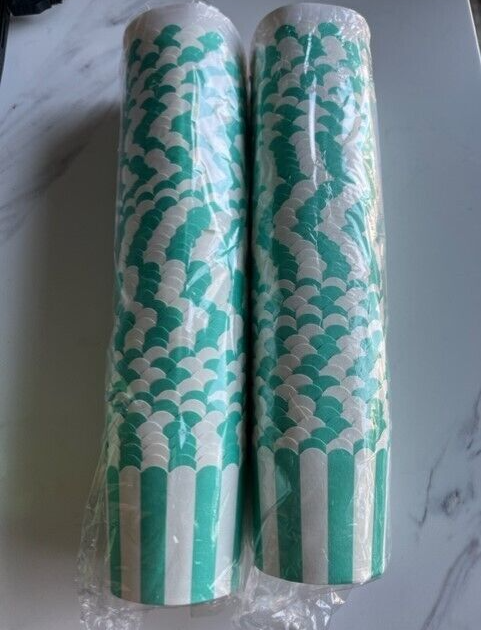 STARUBY Green White Strips Muffin Cupcake Baking Paper Cups Liners 2.36in -100pk