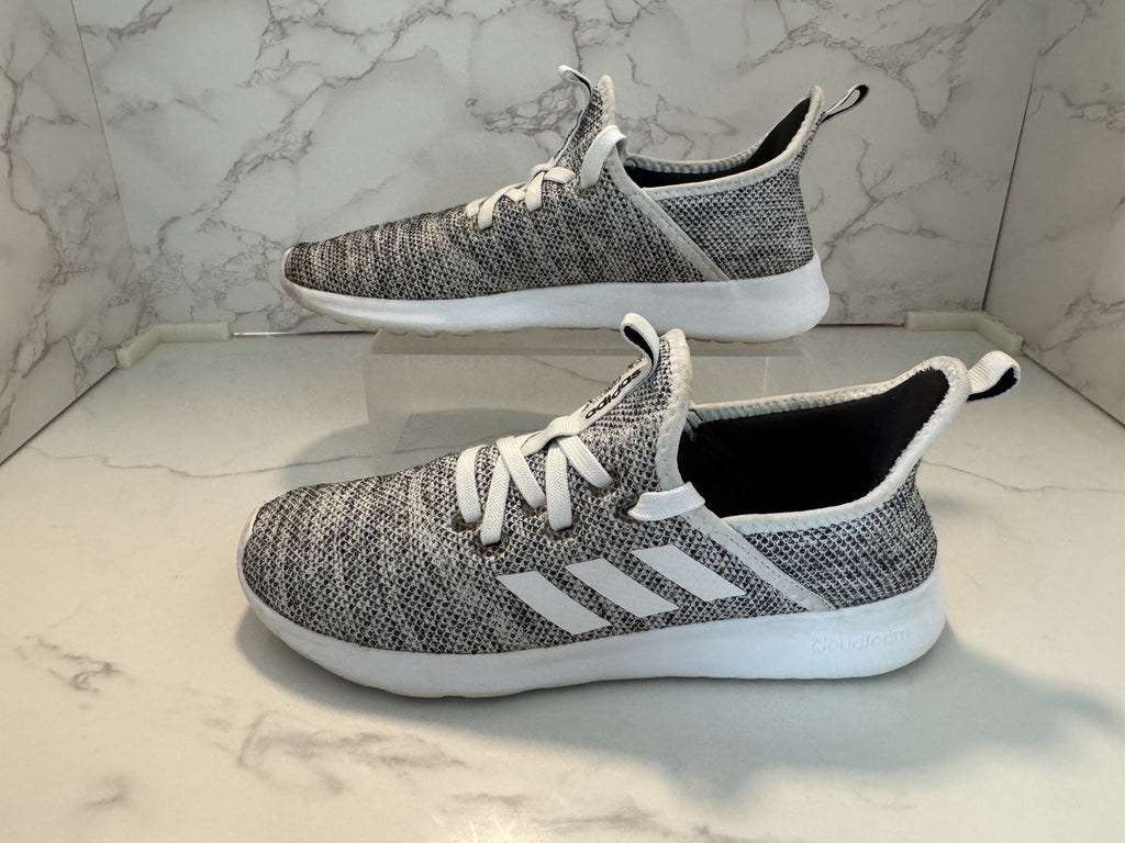 Adidas Cloudfoam Pure Comfort Running Shoe White & Black, Womens Size 6, Pre-own