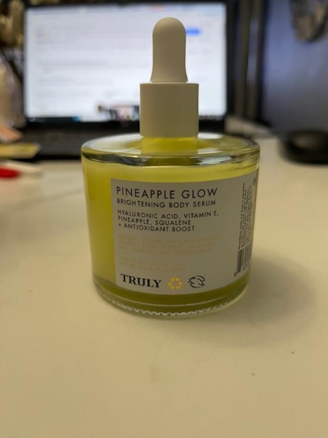 Truly Pineapple Glow Brightening Facial Body Serum 3.4 oz Vegan Hyaluronic Acid