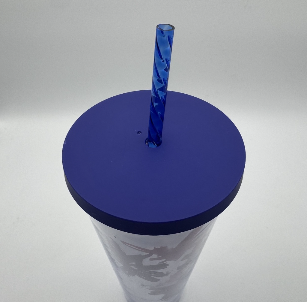 Starbucks Cold Cup Tumbler Purple Lavender Watercolor Flower Floral w/ New Straw