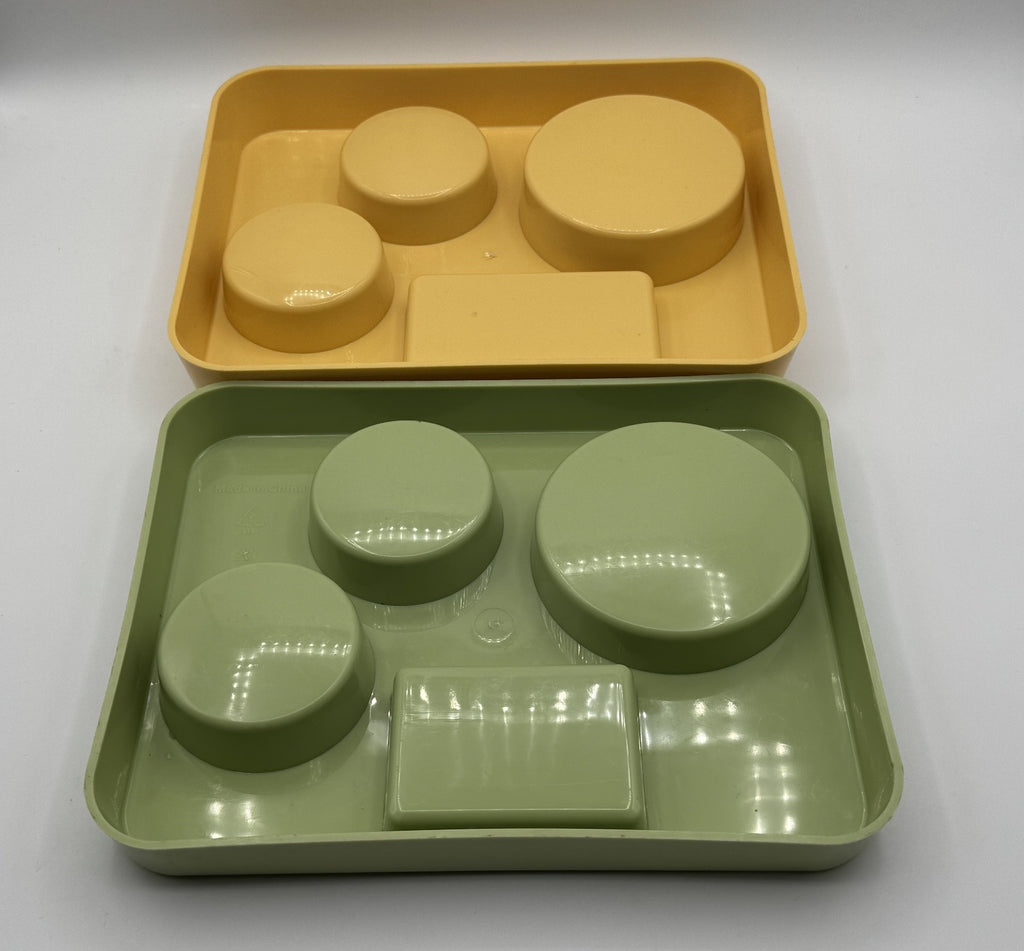 2 Perfect Portion Food Separation Plates Tray for Weight Loss Nutrition Vintage