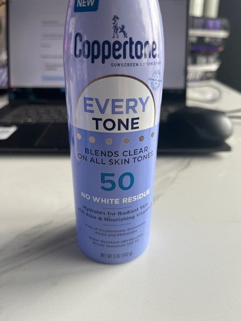 Coppertone Every Tone, Blends Clear SPF 50 Water Resistant Sunscreen Body Spray