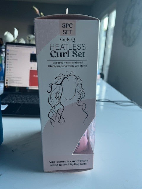 Curly-Q Heatless Curl Set, 5-Piece, Chemical-Free, Protect Hair Add Volume NIB