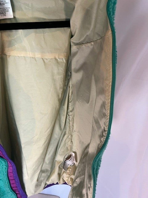 Patagonia Girls Youth Size 12, RETRO-X Sherpa coat, Green/Purple- Pre-owned