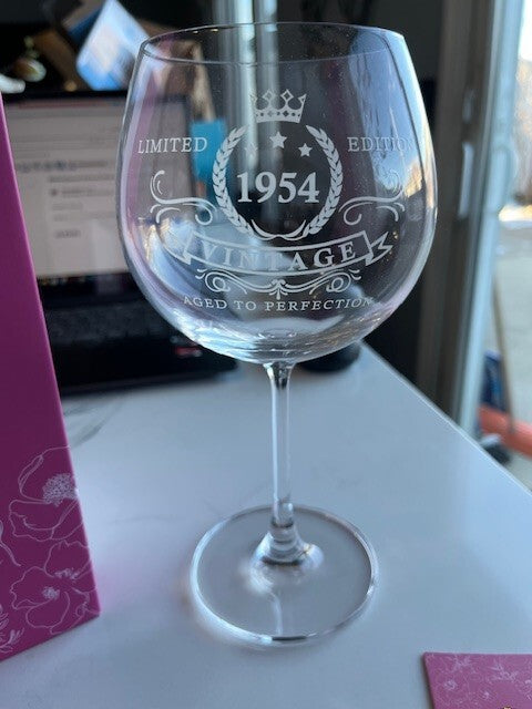 Swanfort 70th Birthday Gifts for Women 1954 Wine Glass w/Pink Gift Box Decor NEW