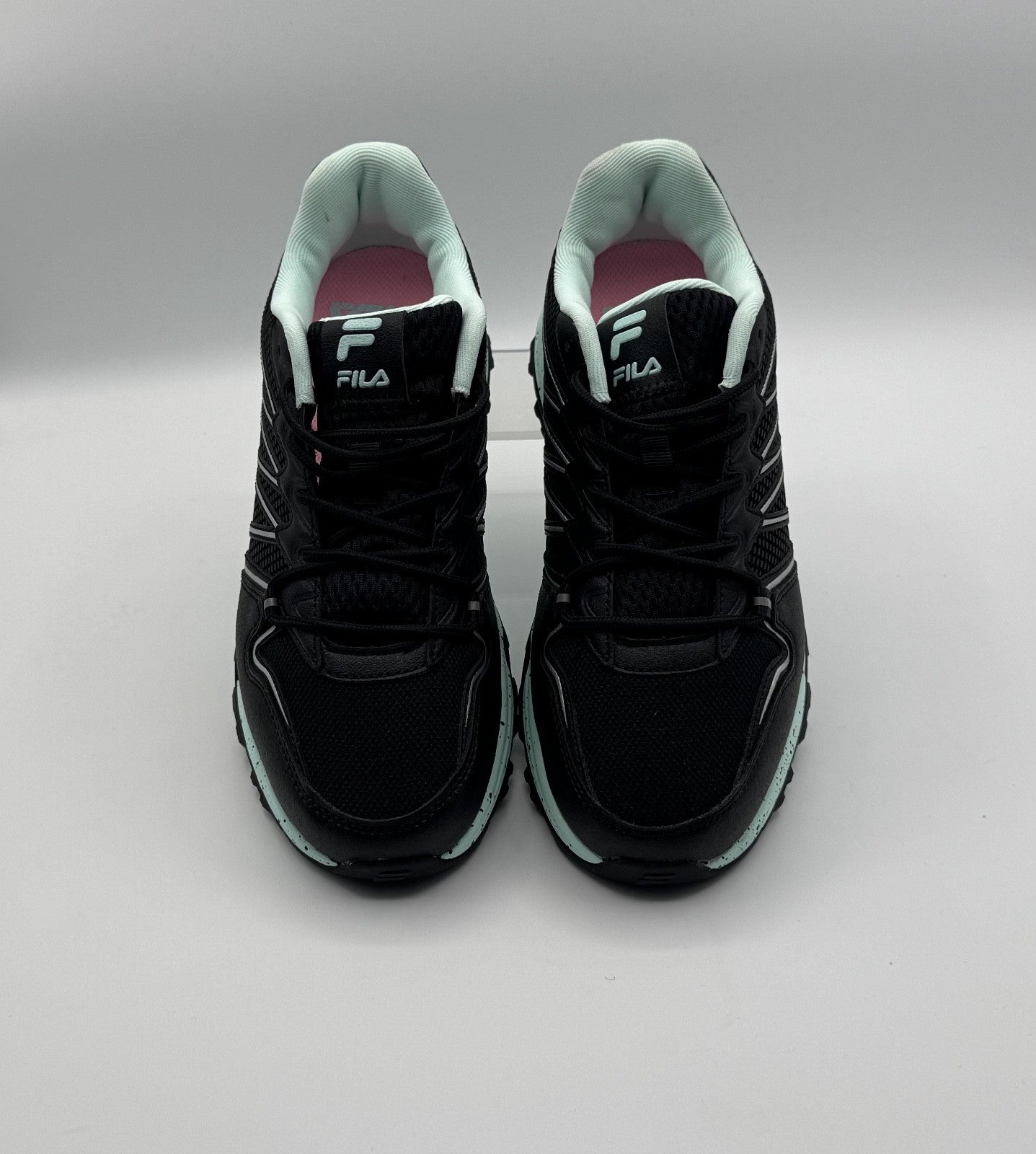 Fila Quadrix Women's Trail Running Hiking Shoes, Sz 8.5 Black/Teal/Pink,Pre-own