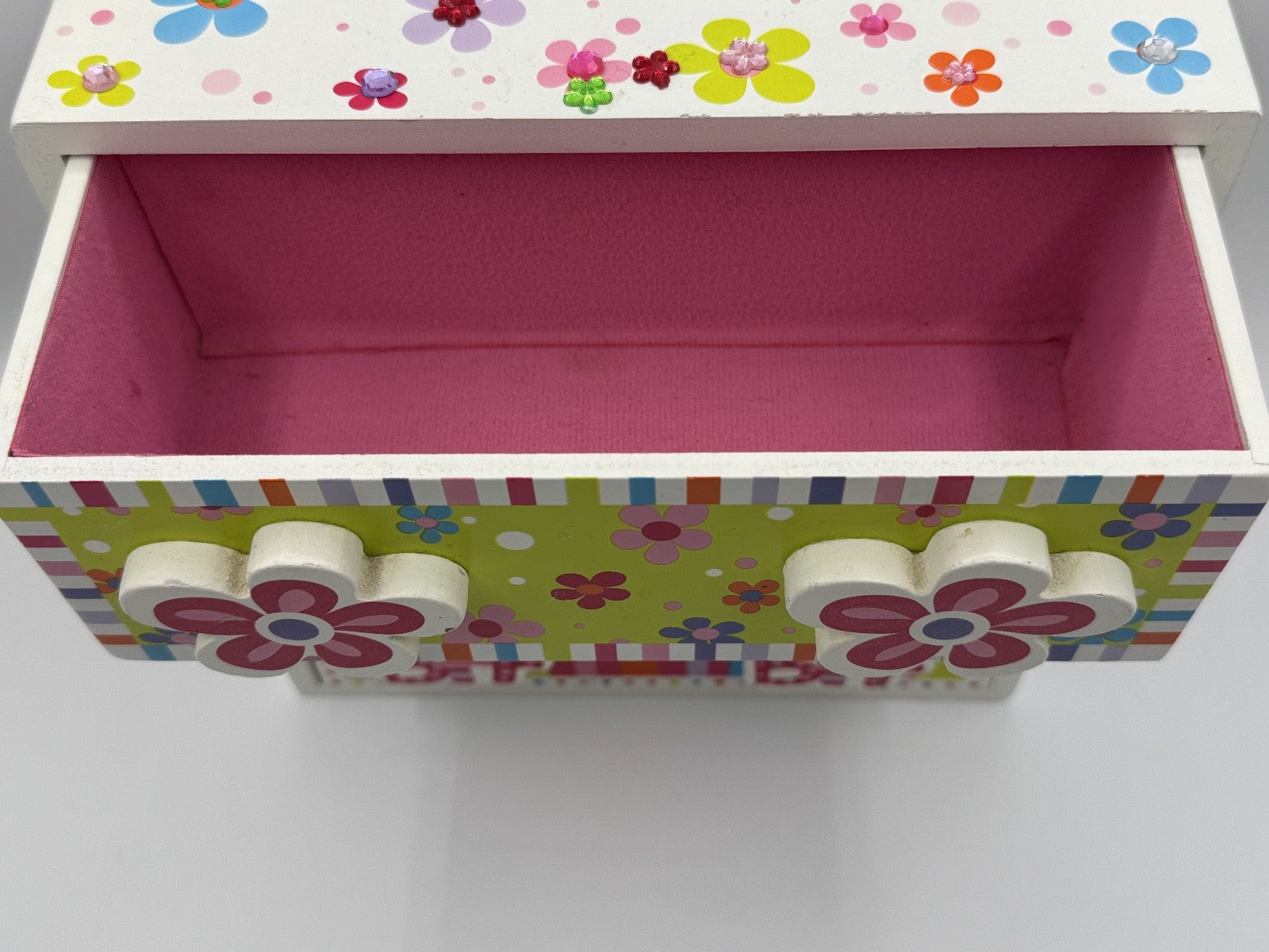 Bead Bazaar Girls 3-Drawer Wooden Jewelry/Storage Box Hearts Butterflies Flowers