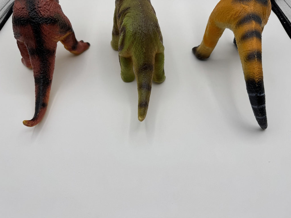 3pc Vintage Dinosaur Toys Lot, 8 Inch Play Toys, Pre-owned, Excellent Condition
