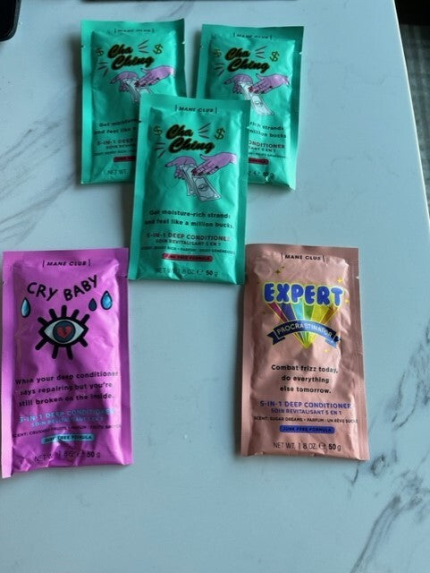 5 Mane Club 5-in-1 Deep Conditioner Cry Baby, Cha Ching, Expert 1.8oz Lot of 5