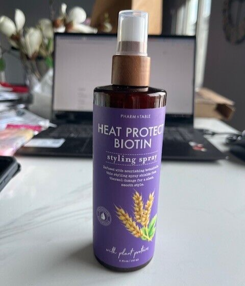 Heat Protect Biotin Styling Spray W/Plant Protein 8oz Shield Hair Thermal Damage